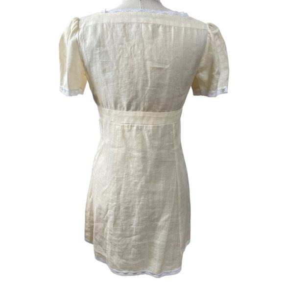 Betsy Johnson Vintage Cottagecore Butter Yellow Mini Dress Lace Details Size 8 - Picture 4 of 12